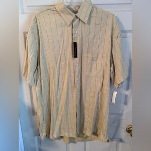 Van Heusen Yellow Button-Up Shirt with White Windowpane